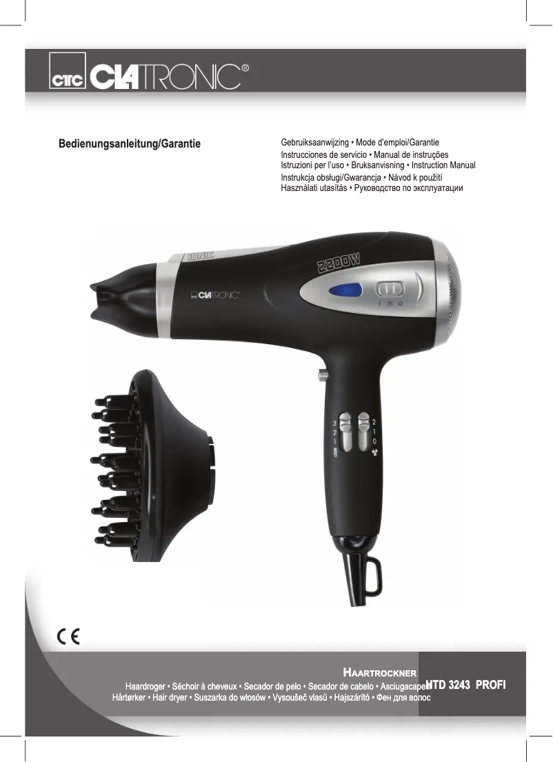 Page 1 de la notice Manuel utilisateur Clatronic HTD 3243