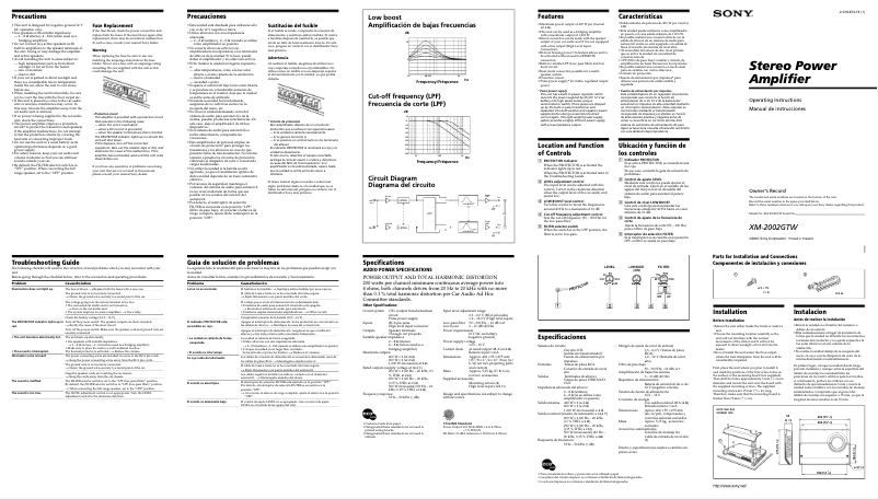 Page n°1 - Manuel utilisateur Sony XM-2002GTW