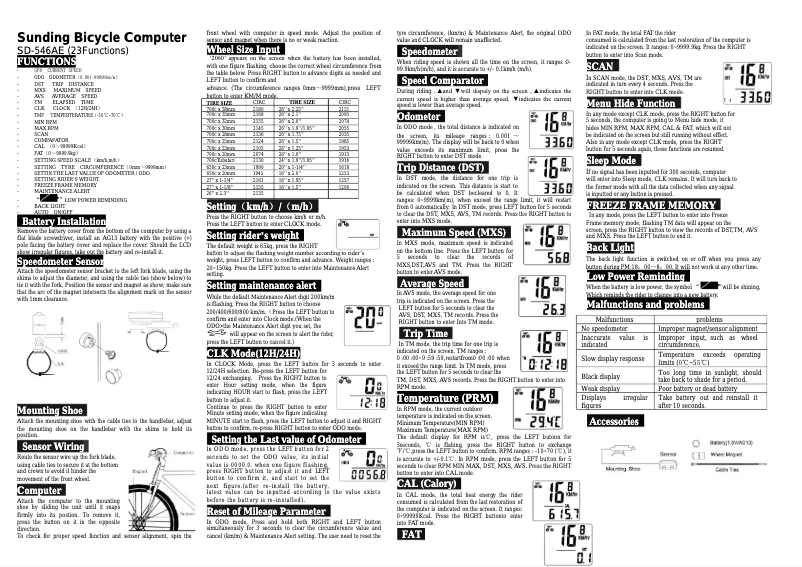 Page 1 de la notice Manuel utilisateur Sunding SD-546AE