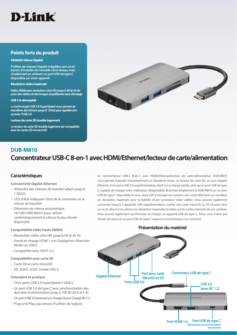 Page n°1 - Fiche technique D-Link DUB-M810