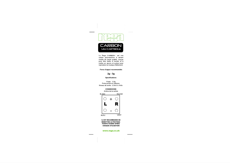 Page n°1 - Manuel utilisateur Rega Carbon