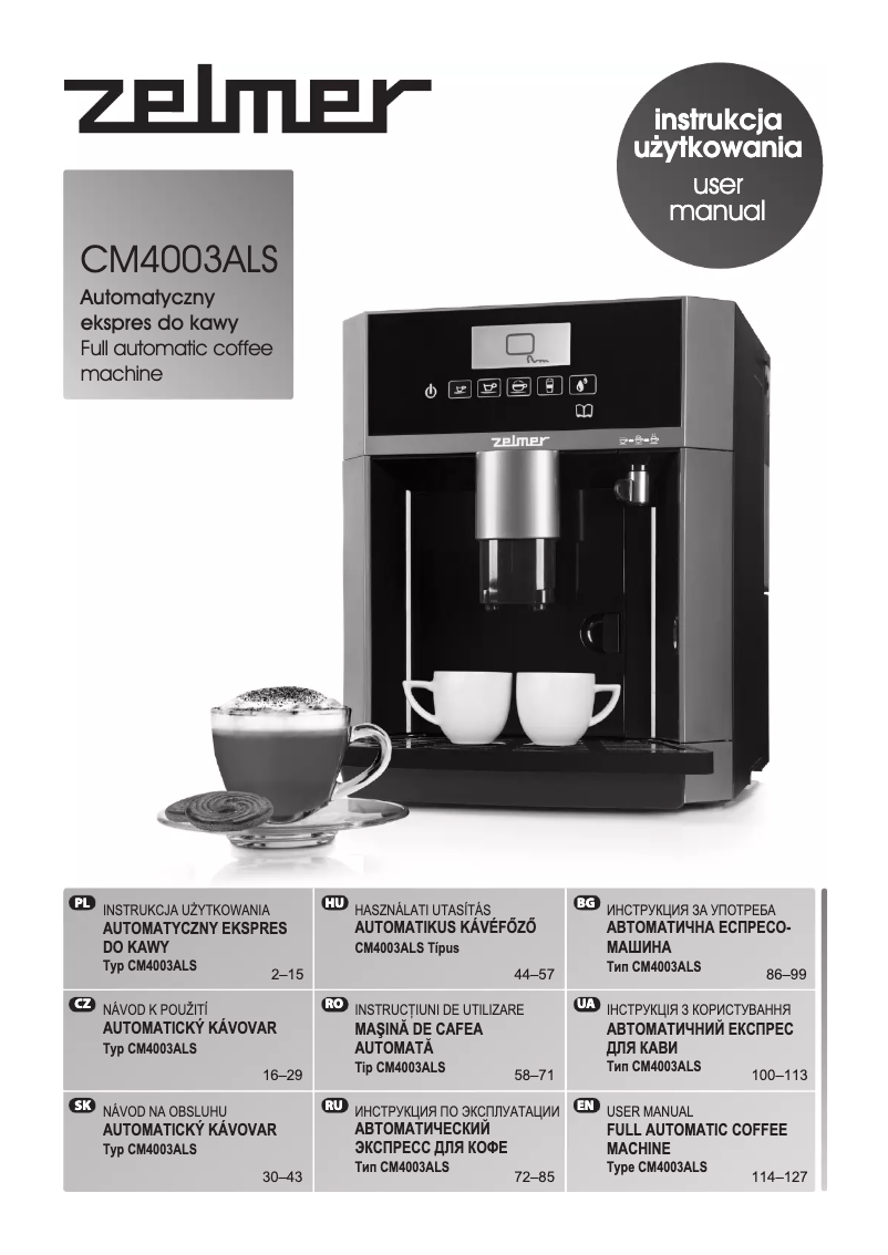Page 1 de la notice Manuel utilisateur Zelmer CM4003ALS
