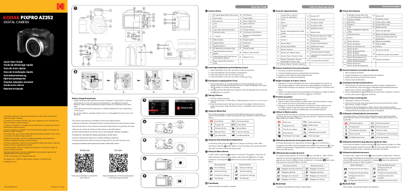 Page 1 de la notice Guide de démarrage rapide Kodak PixPro AZ252