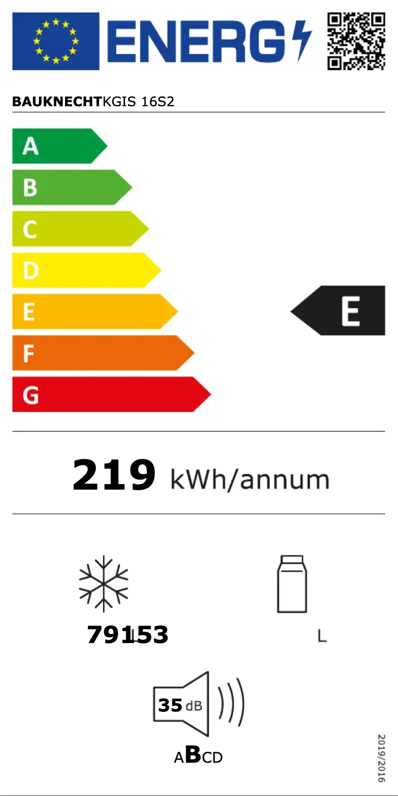 Page n°1 - Label énergétique Bauknecht KGIS 16S2