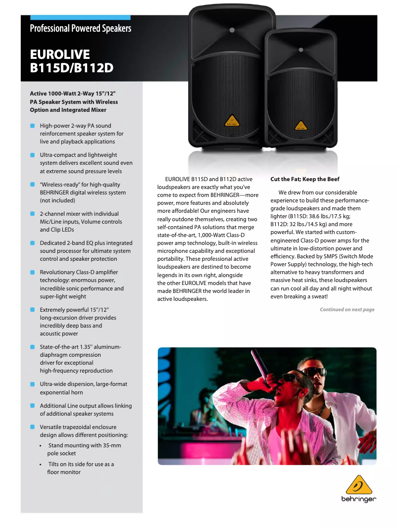 Page n°1 - Brochure Behringer Eurolive B112D