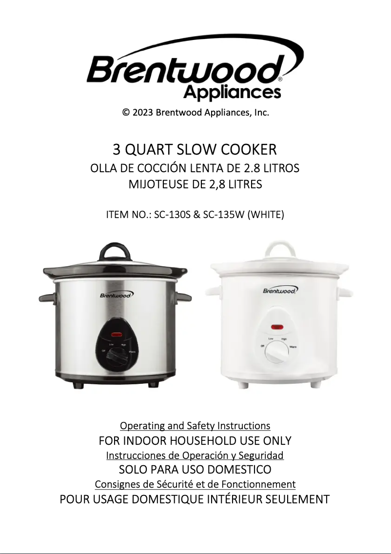 Página 1 del manual Manual de usuario Brentwood SC-135W