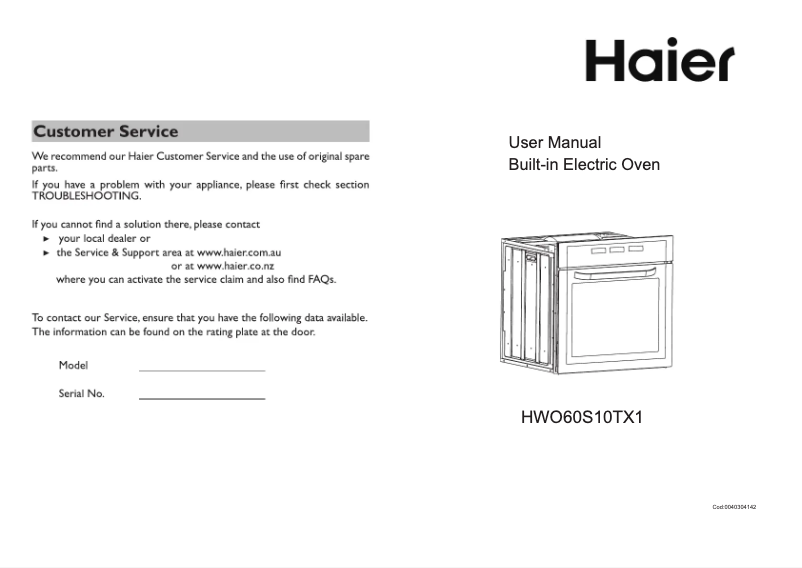 Página 1 del manual Manual de usuario Haier HWO60S10TX1