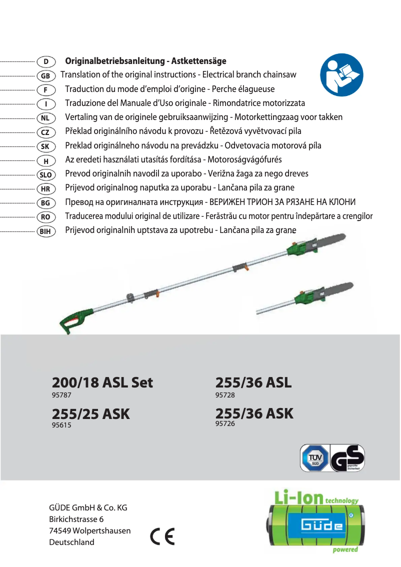Page n°1 - Manuel utilisateur Güde 255/36 ASL