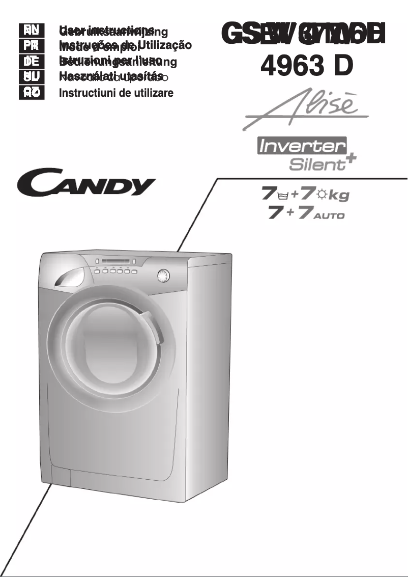 Page n°1 - Manuel utilisateur Candy GS W377DH-S