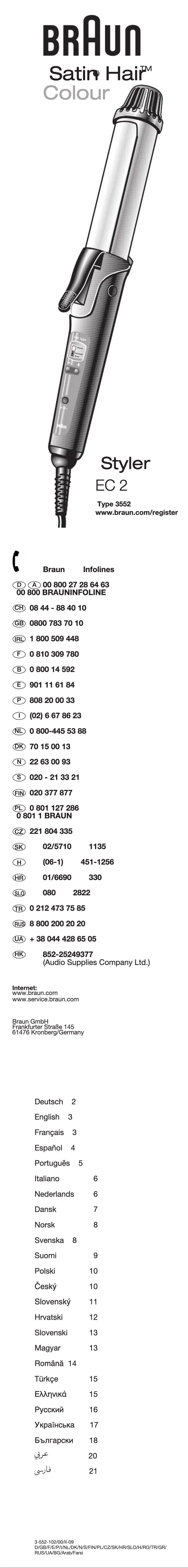 Page n°1 - Manuel utilisateur Braun EC-2 C Satin Hair