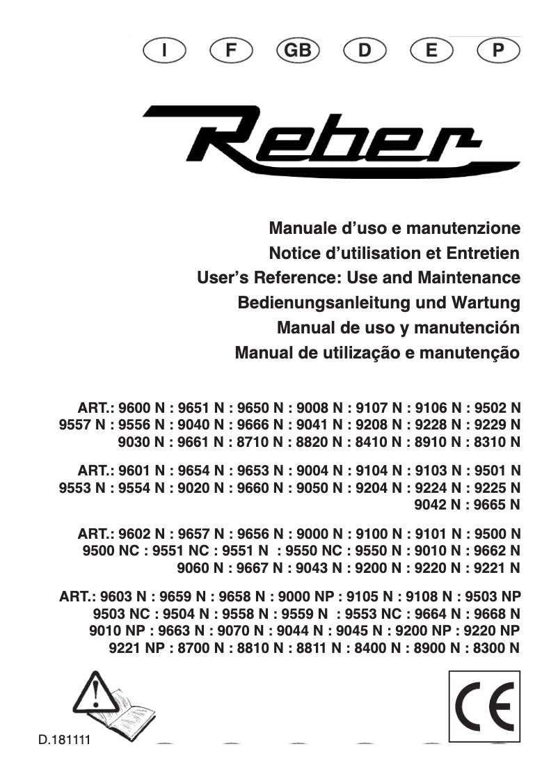 Page n°1 - Manuel utilisateur Reber 9000 N