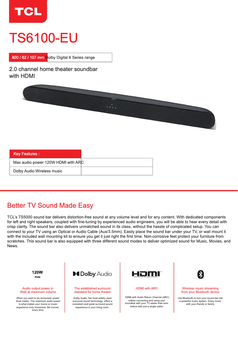 Image de la première page du manuel de l'appareil Alto 6 TS6100