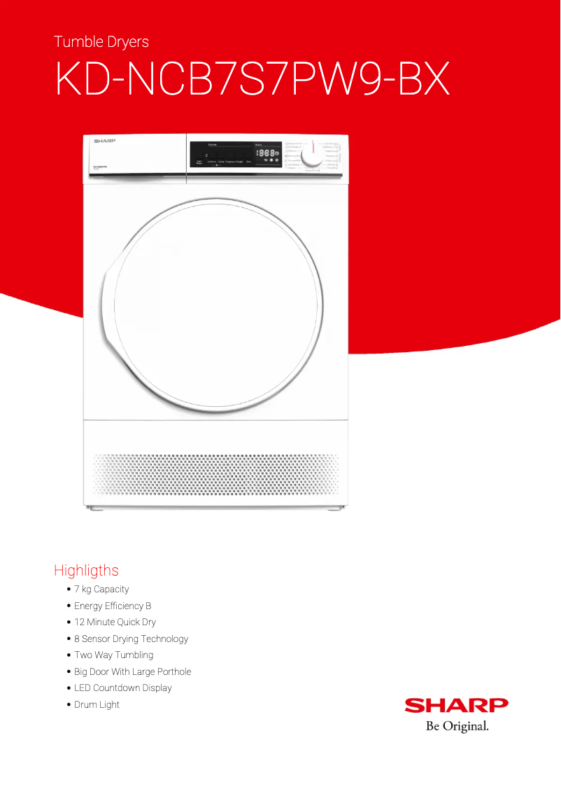 Page 1 de la notice Fiche technique Sharp KD-NCB7S7PW9-BX