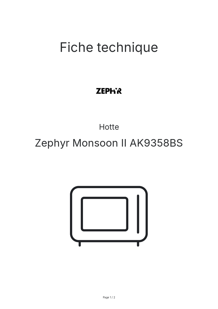 Page n°1 - Fiche technique Zephyr Monsoon II AK9358BS