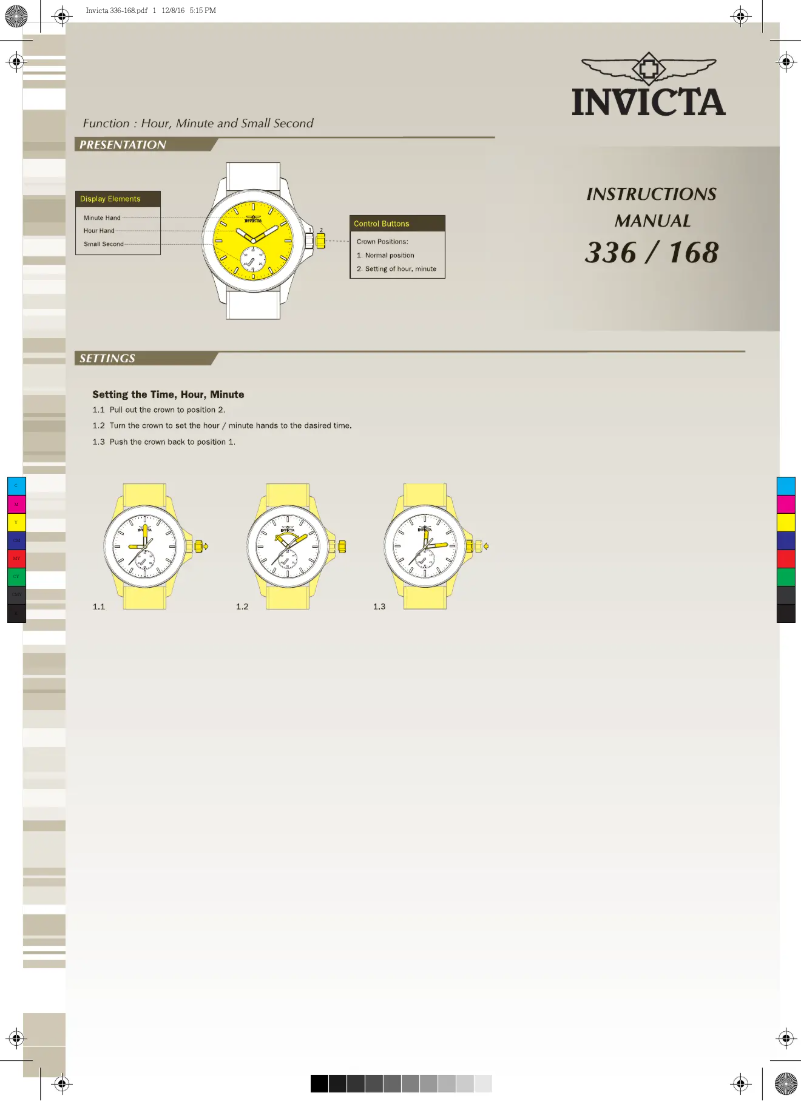 Page 1 de la notice Manuel utilisateur Invicta Just For Her 0264