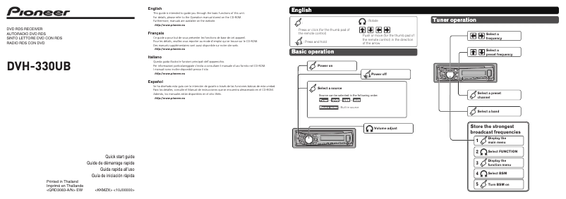 Image de la première page du manuel de l'appareil DVH-330UB