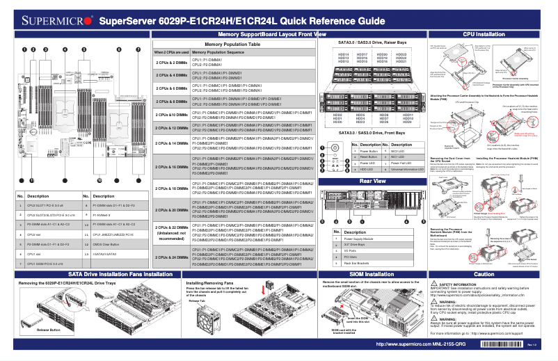 Page 1 de la notice Guide de démarrage rapide Supermicro SuperStorage 6029P-E1CR24H