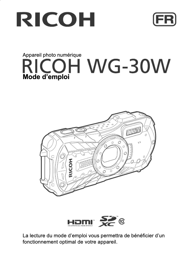 Page 1 de la notice Manuel utilisateur Ricoh WG-30 Wi-Fi