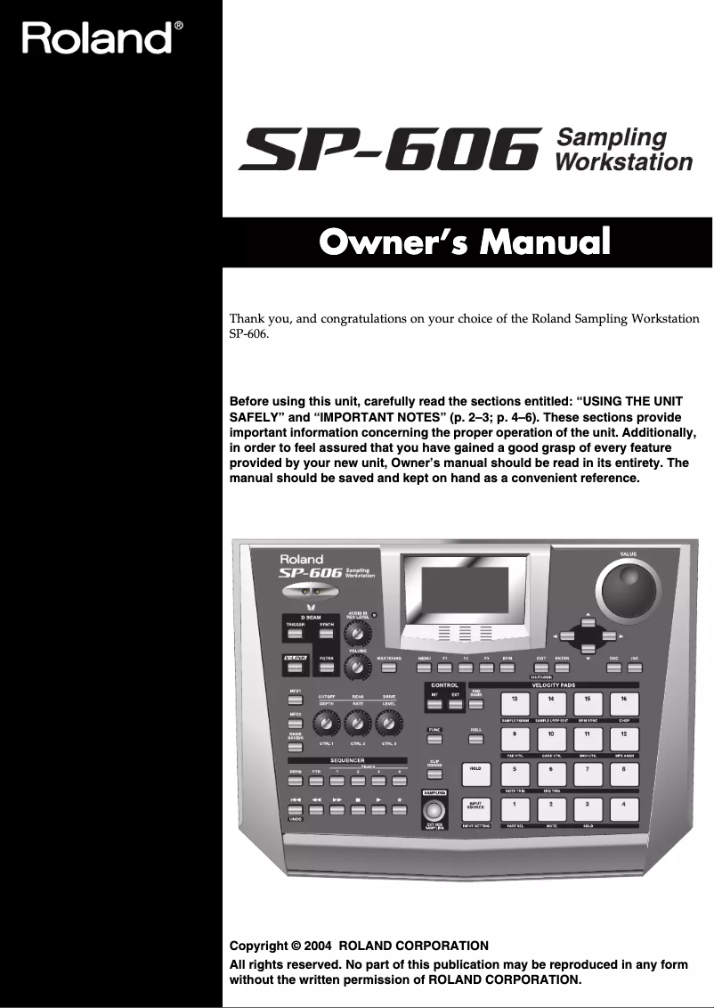 Page n°1 - Manuel utilisateur Roland SP-606