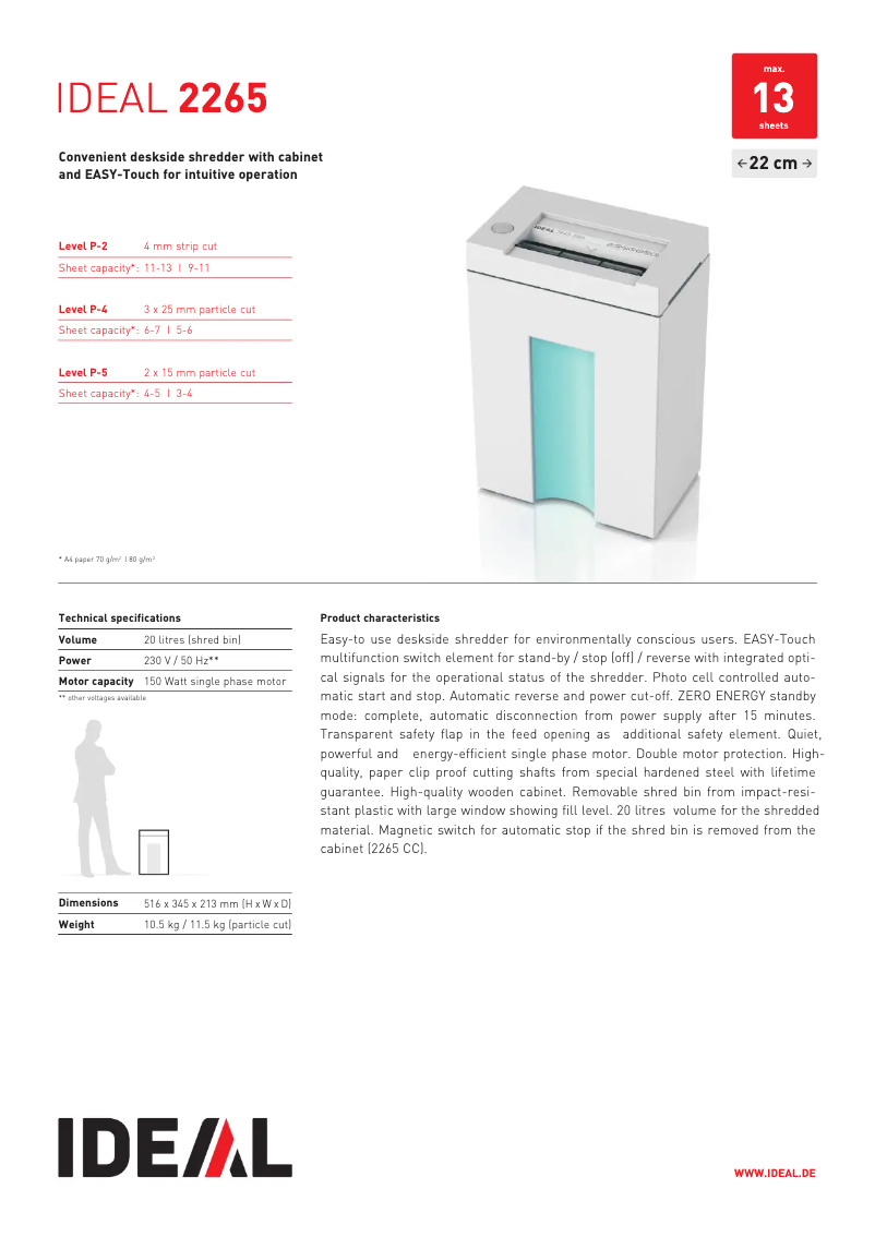 Page n°1 - Fiche technique Ideal 2265 CC
