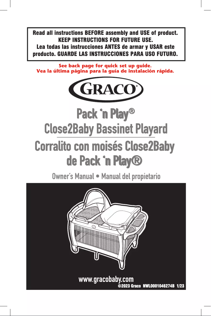 Página 1 del manual Guía de inicio rápido Graco Pack 'n Play Close2Baby