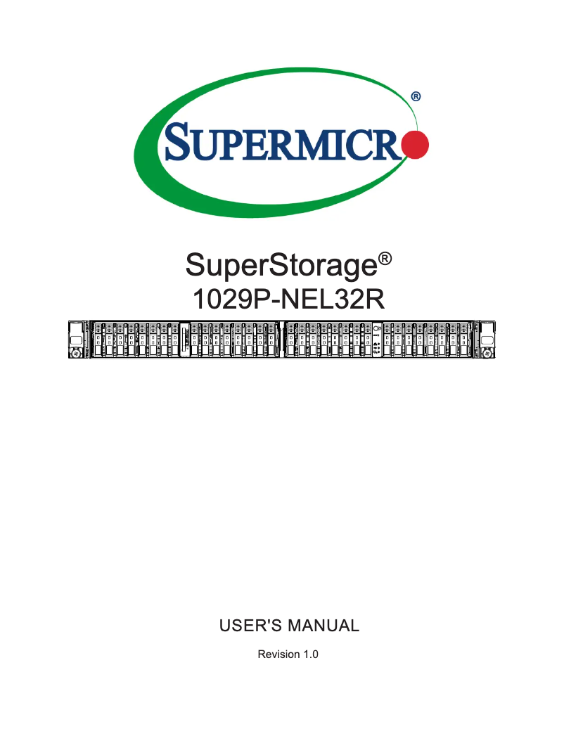 Page 1 de la notice Manuel utilisateur Supermicro SuperStorage 1029P-NEL32R