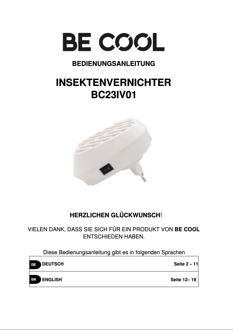 Página 1 del manual Manual de usuario Be Cool BC23IV01