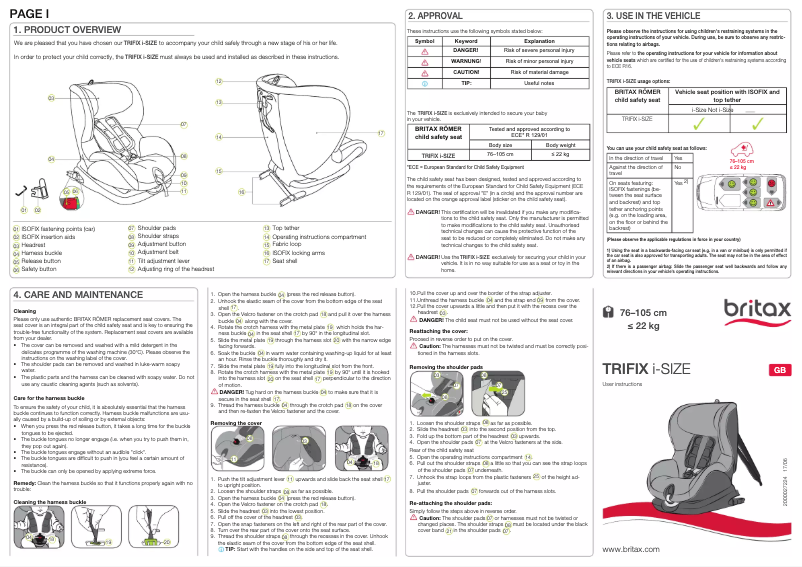 Image de la première page du manuel de l'appareil TRIFIX i-SIZE