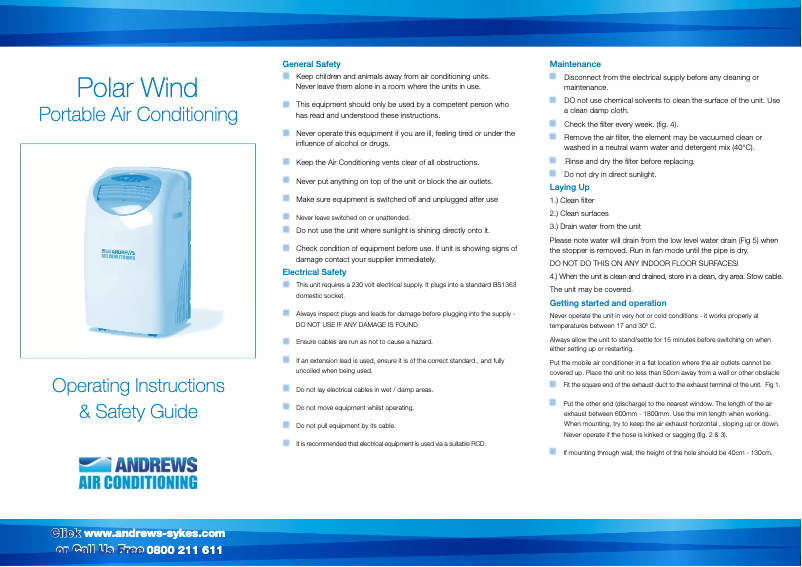 Page 1 de la notice Manuel utilisateur Andrews Polar Wind Portable