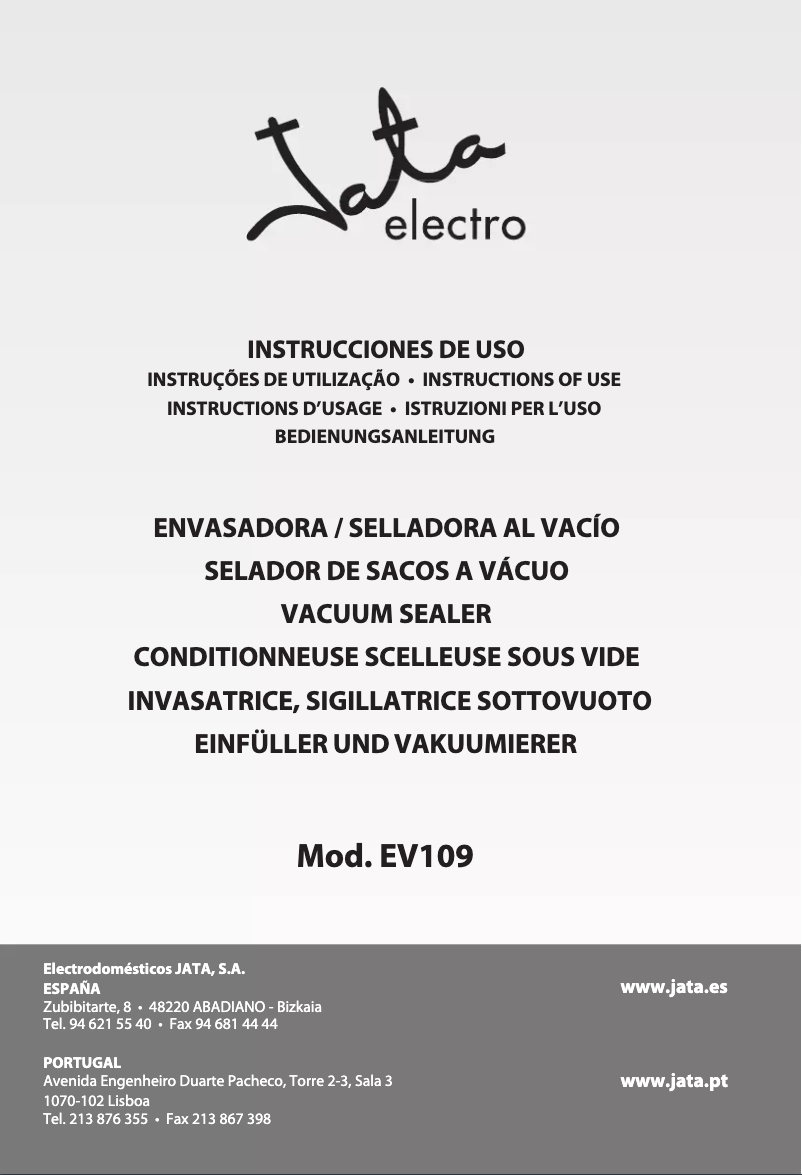 Page n°1 - Manuel utilisateur Jata EV109