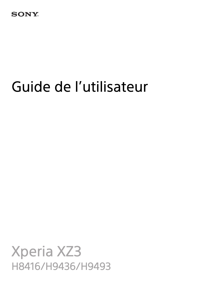 Image de la première page du manuel de l'appareil Xperia XZ3