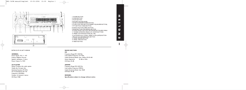 Image de la première page du manuel de l'appareil MCD 560 M