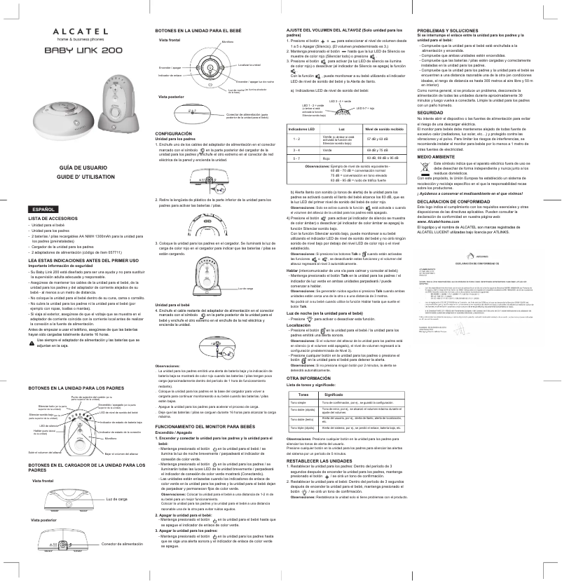 Page n°1 - Manuel utilisateur Alcatel Baby Link 200