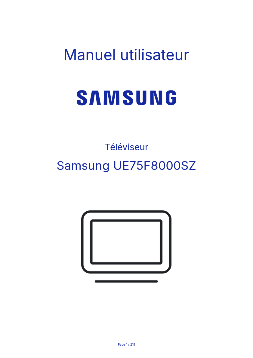 Page n°1 - Manuel utilisateur Samsung UE75F8000SZ