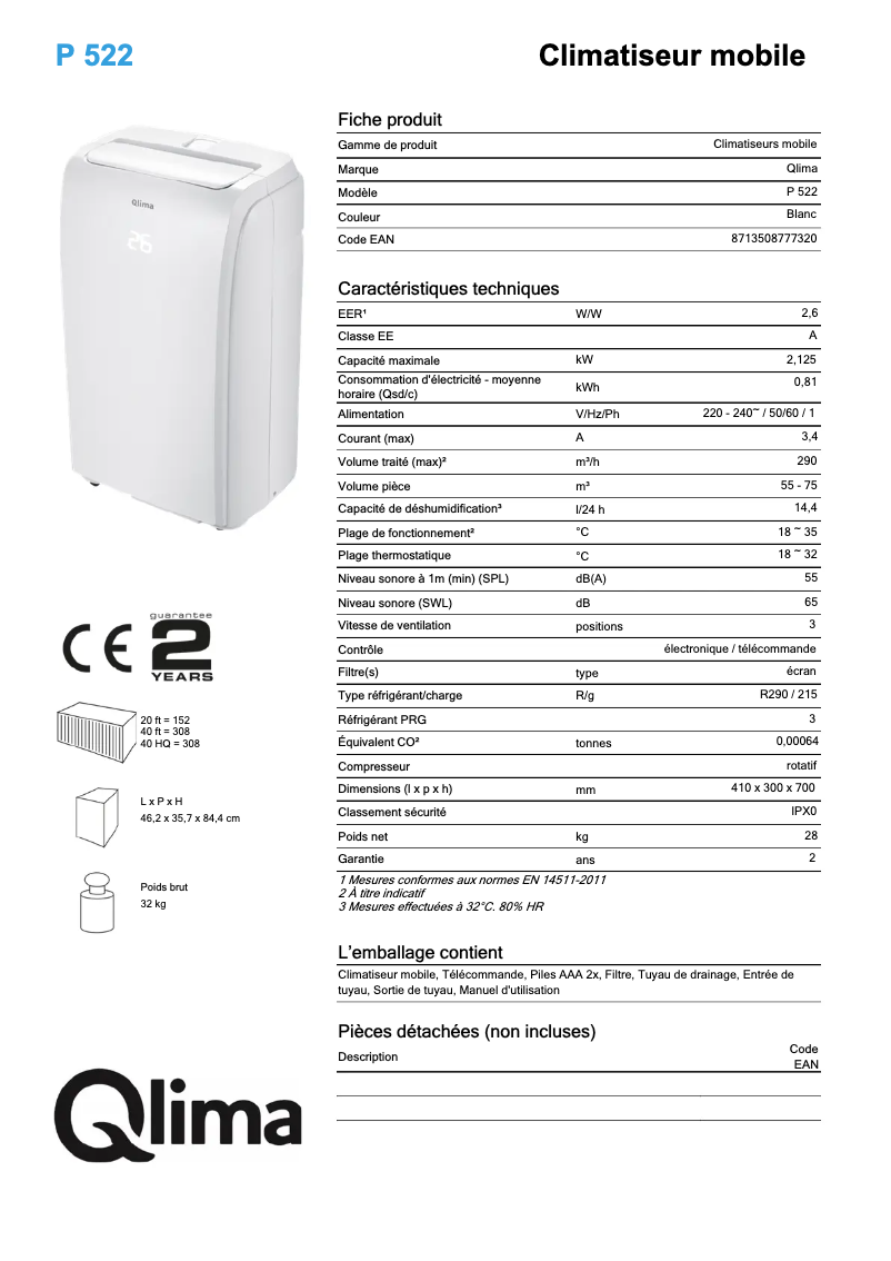 Image de la première page du manuel de l'appareil P522