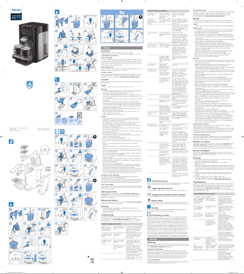 Página 1 del manual Manual de usuario Philips Senseo Quadrante HD7868