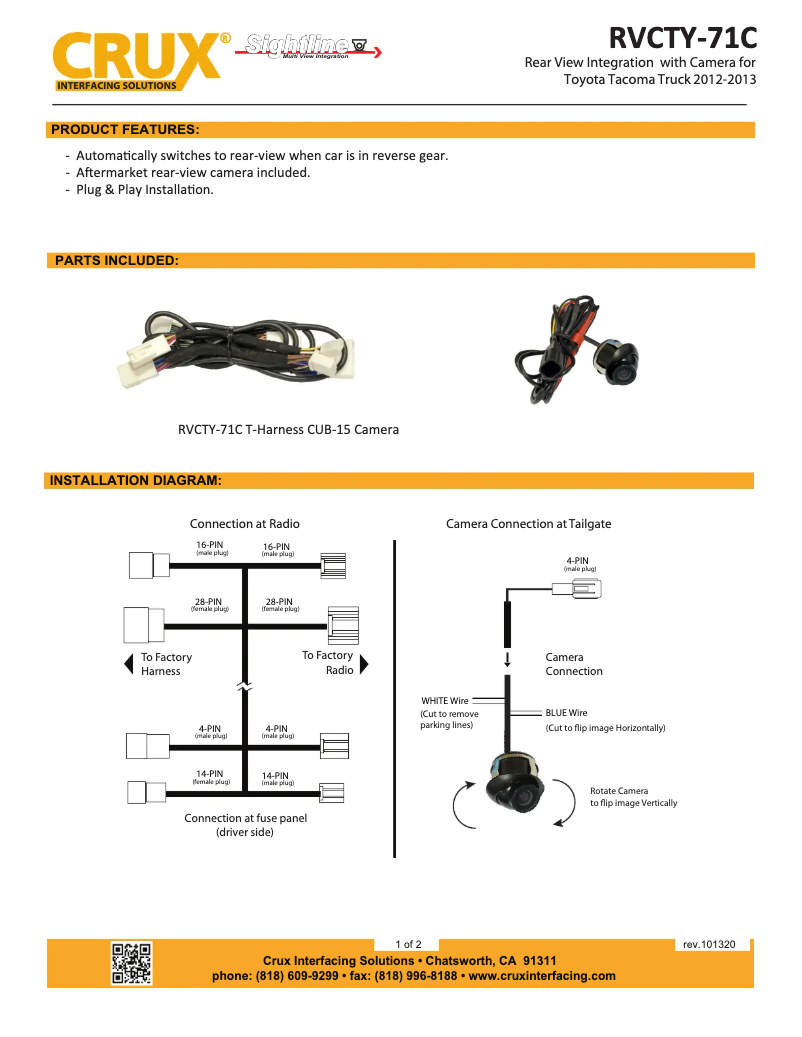 Page 1 de la notice Manuel utilisateur CRUX RVCTY-71C