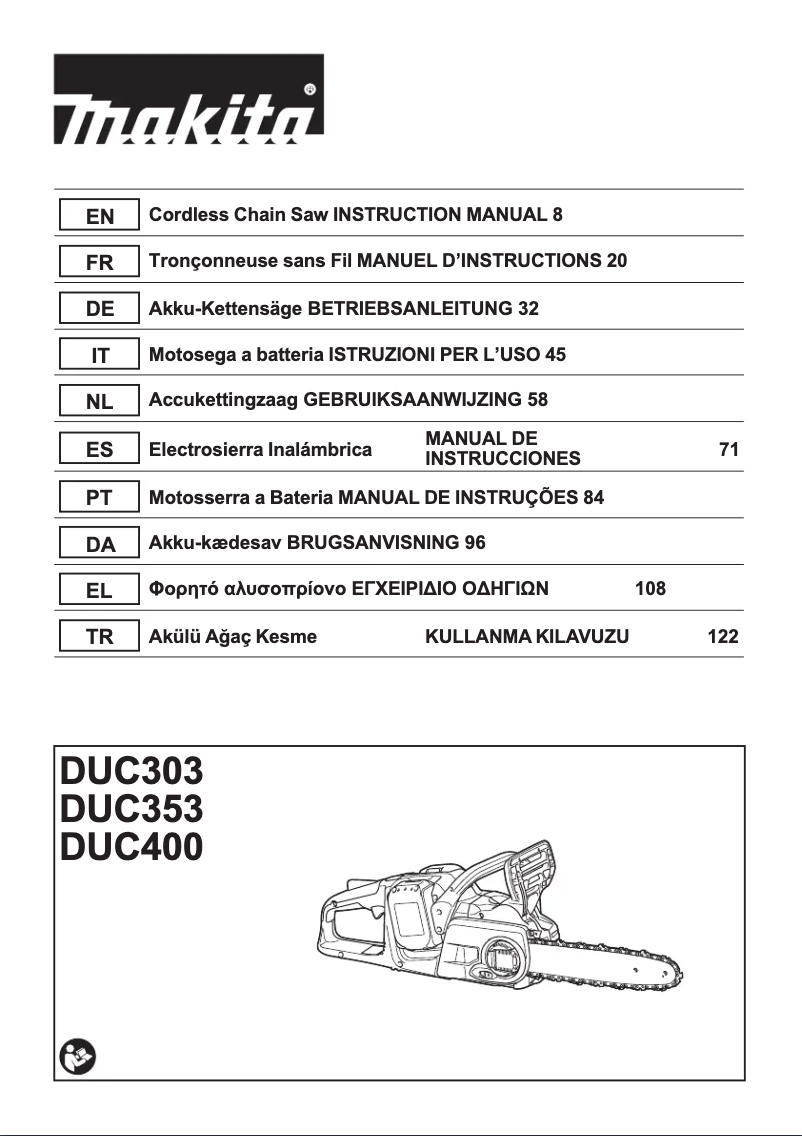 Page 1 de la notice Manuel utilisateur Makita DUC353Z