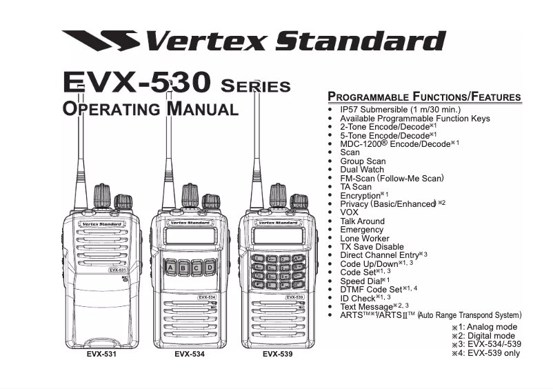 Página 1 del manual Manual de usuario Vertex Standard EVX-531
