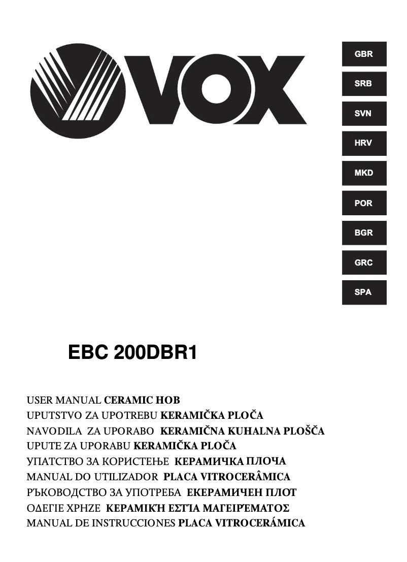 Page 1 de la notice Manuel utilisateur VOX EBC 200 DBR1