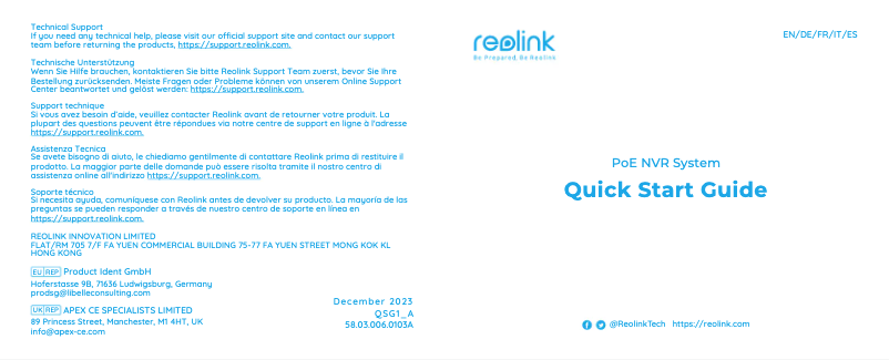 Page n°1 - Manuel utilisateur Reolink RLK8-811B4