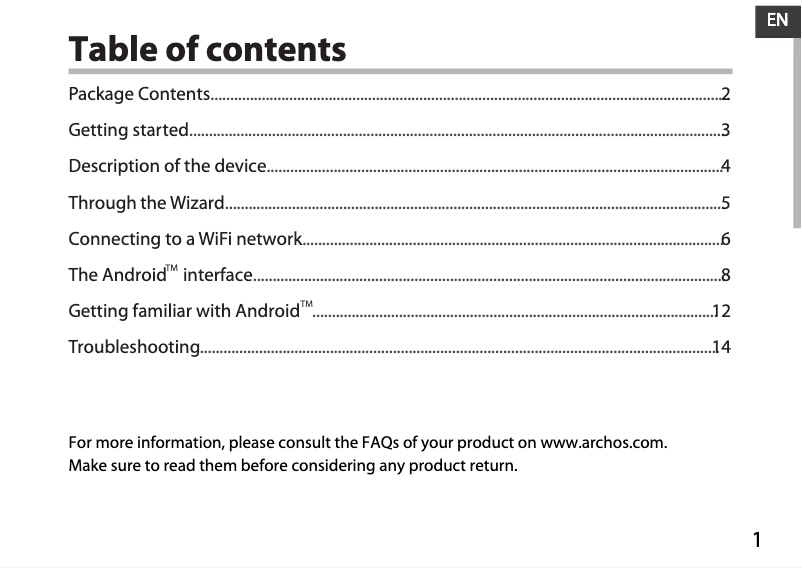 Page n°1 - Manuel utilisateur Archos Cobalt 79