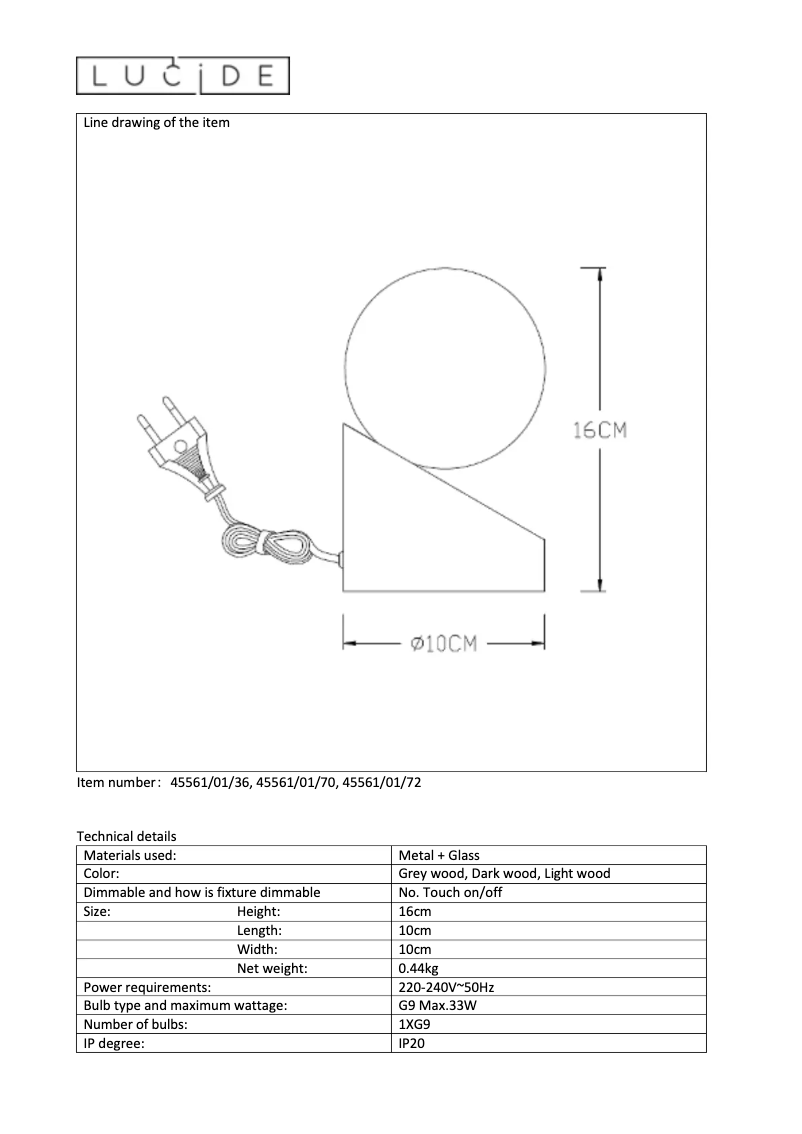 Page n°1 - Manuel utilisateur Lucide Len