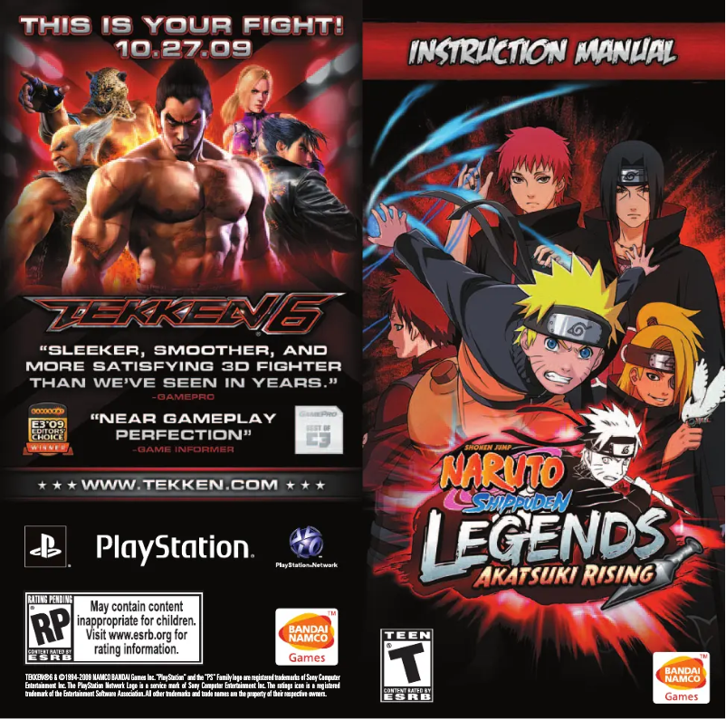 Image de la première page du manuel de l'appareil Naruto - Shippuden Legends Akatsuki Rising (PSP)