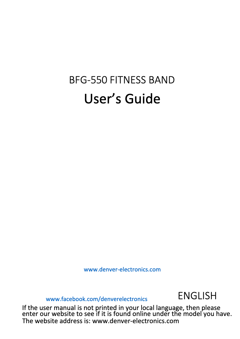 Page n°1 - Manuel utilisateur Denver BFG-550