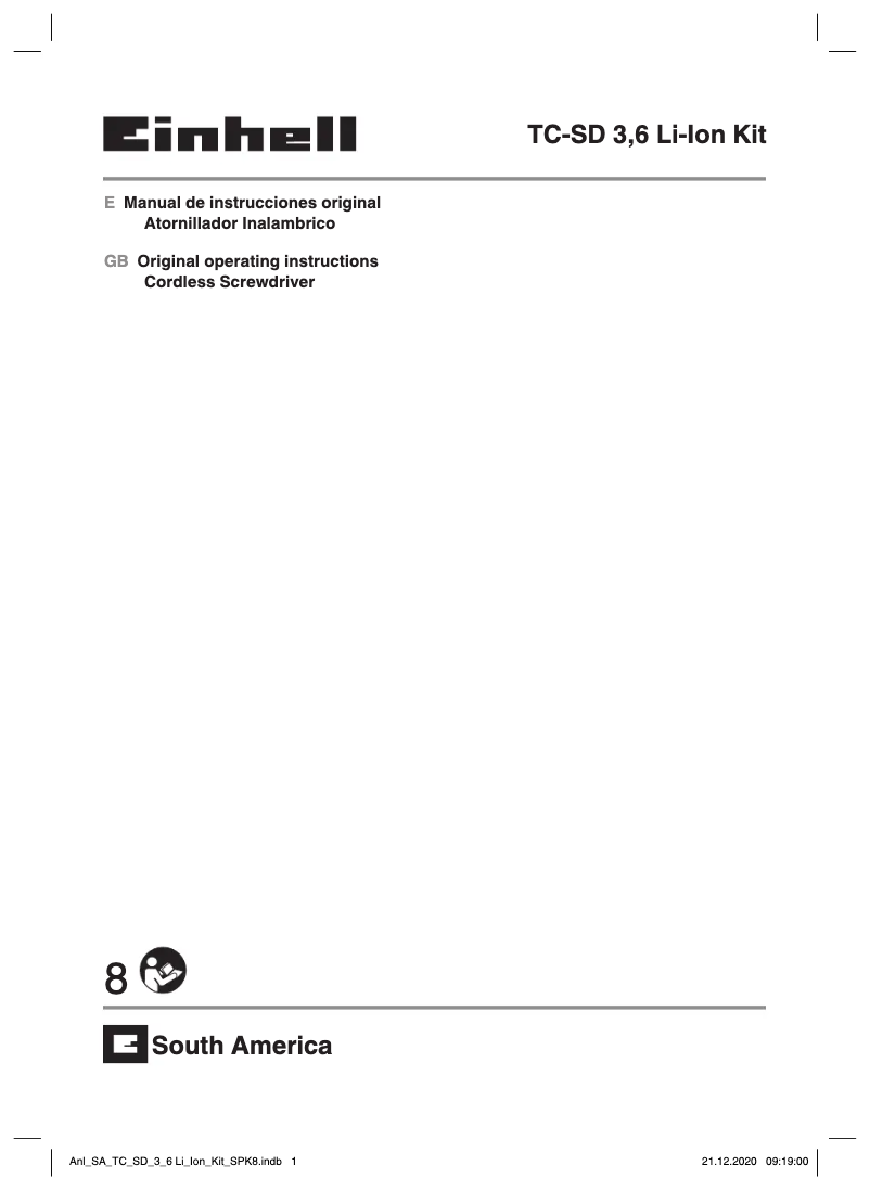 Image de la première page du manuel de l'appareil TC-SD 3,6 Li-Ion Kit