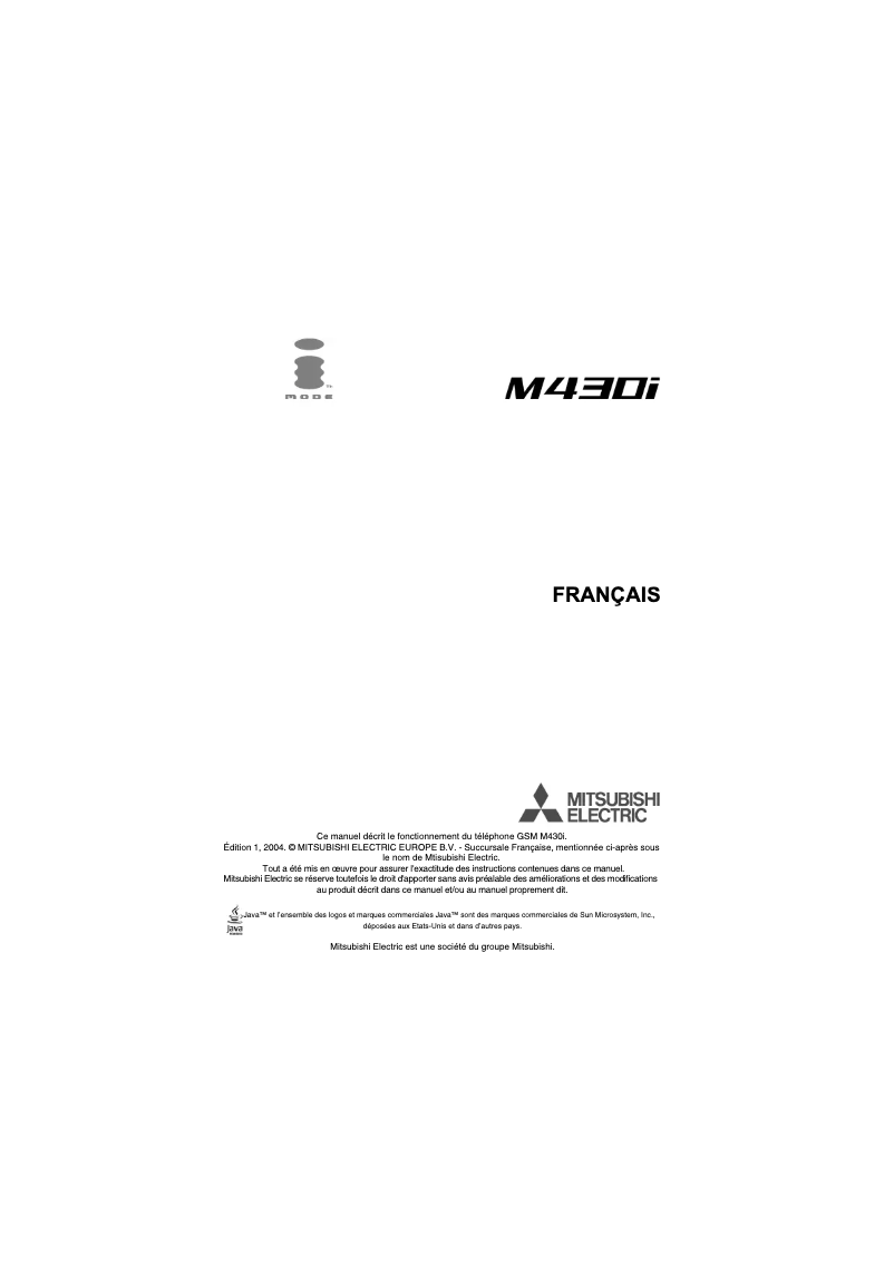 Page n°1 - Manuel utilisateur Mitsubishi M430I