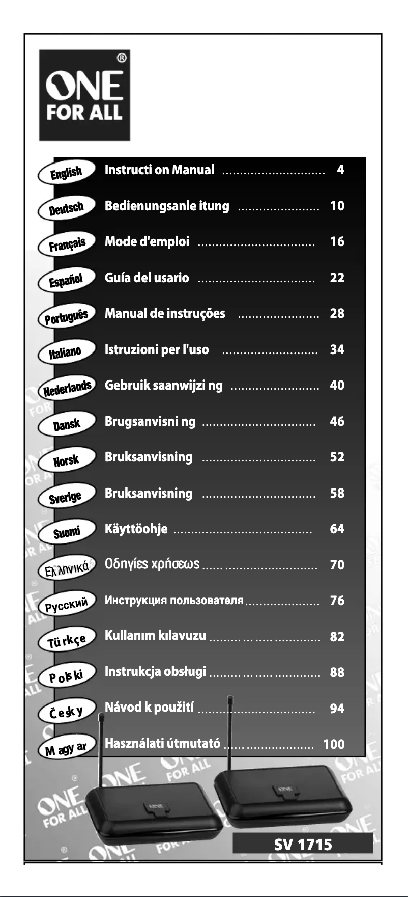 Page 1 de la notice Manuel utilisateur One for all SV1715