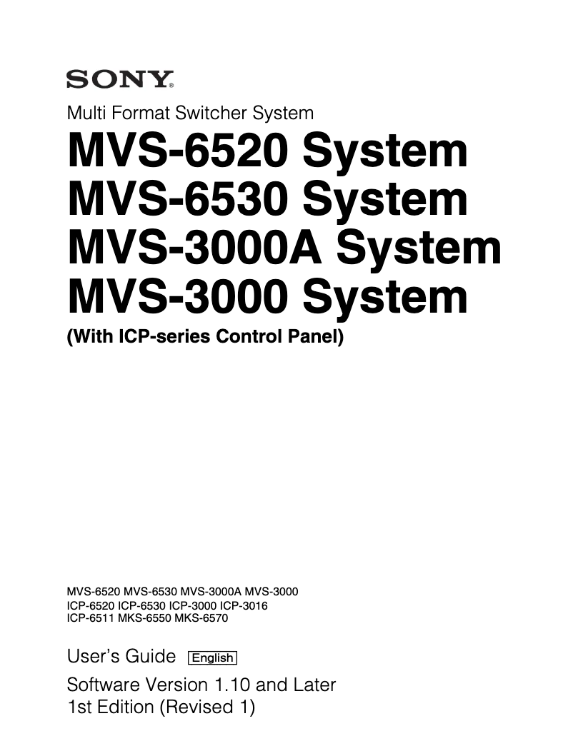Page n°1 - Manuel utilisateur Sony MVS-3000