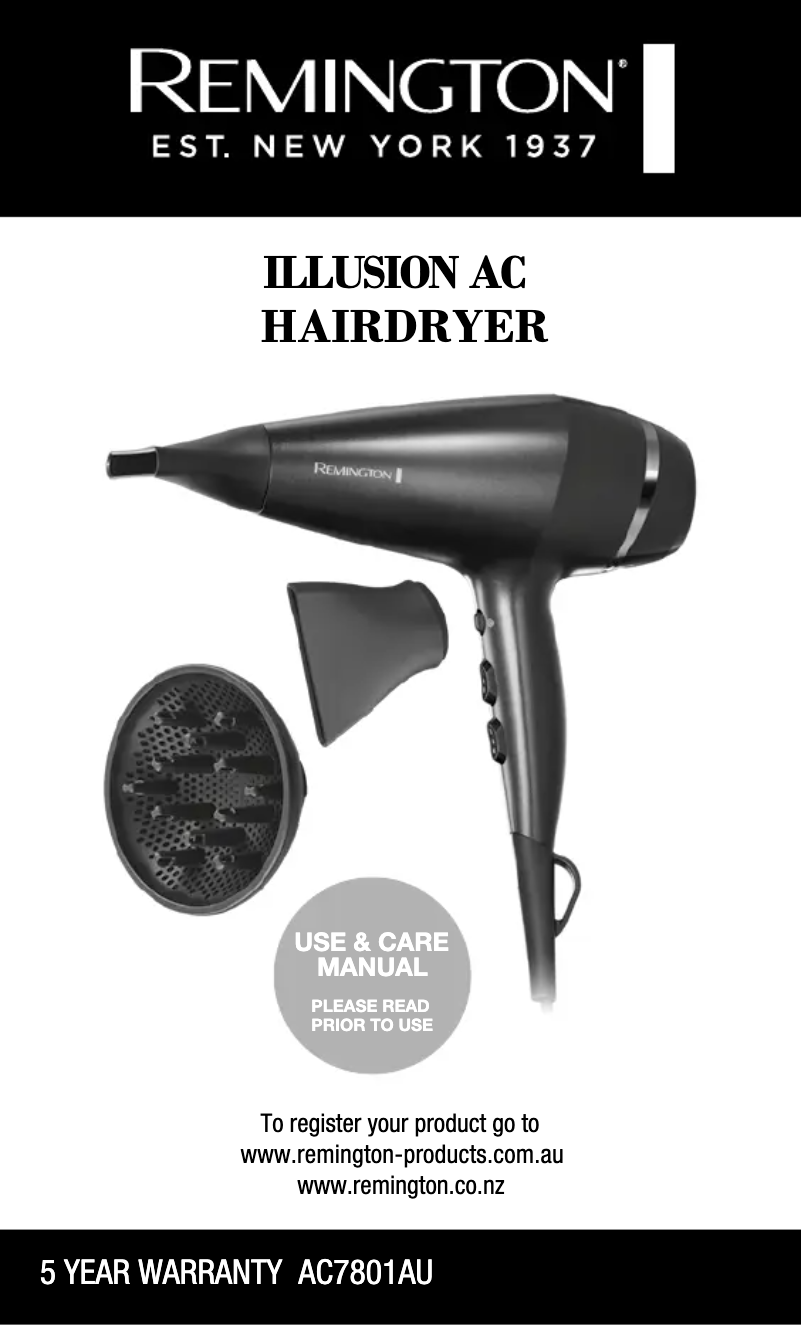 Page n°1 - Manuel utilisateur Remington Illusion AC7801AU